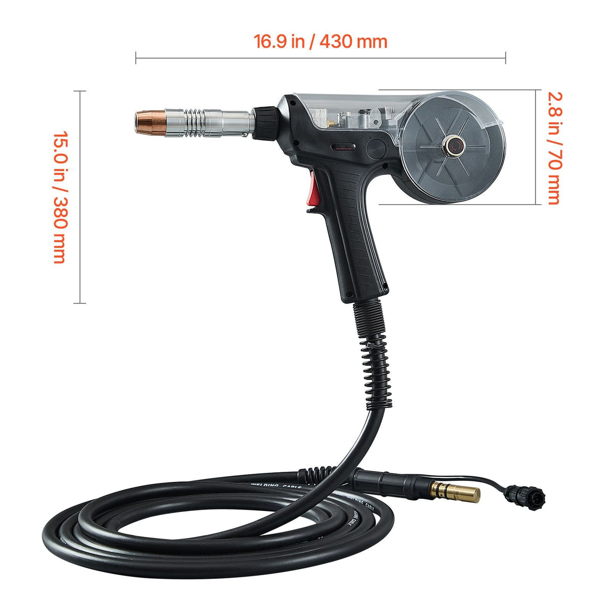 200Amp Spool Gun with 20FT Cable, Compatible with Hobart lronMan 240 Mig Welders, Suitable for 0.030" and 0.035" Flux Core/Solid/Aluminum Welding Wires