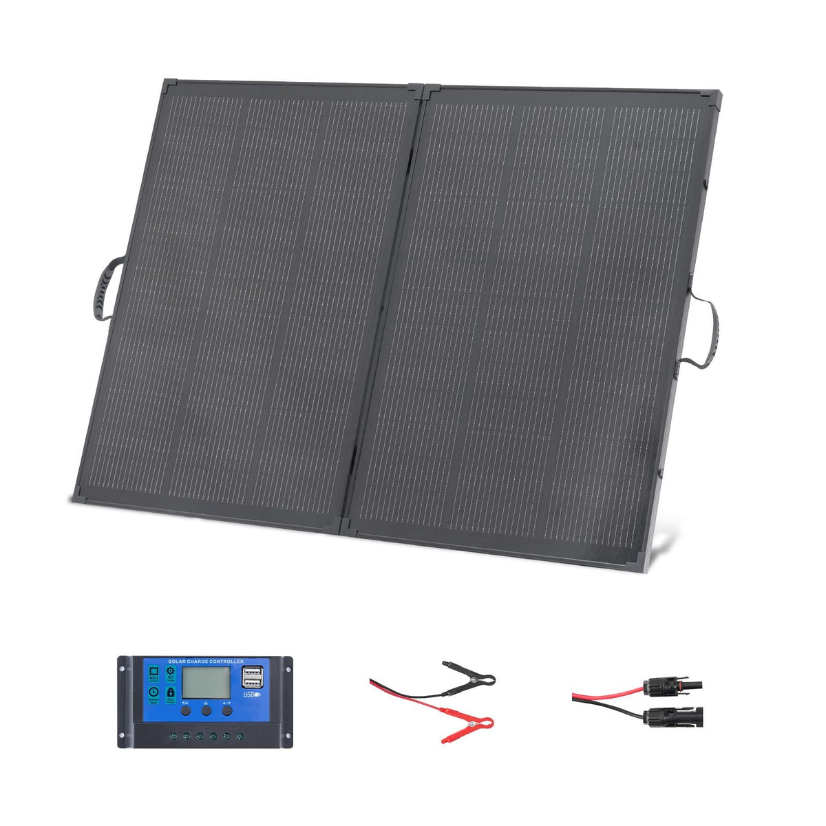 200W Foldable Solar Panel with Frame, 23% High-Efficiency Portable Monocrystalline Solar Panel Charger with 30A PWM Controller & MC4 Output, IP67 Waterproof for Camping, Hiking, RV Trips