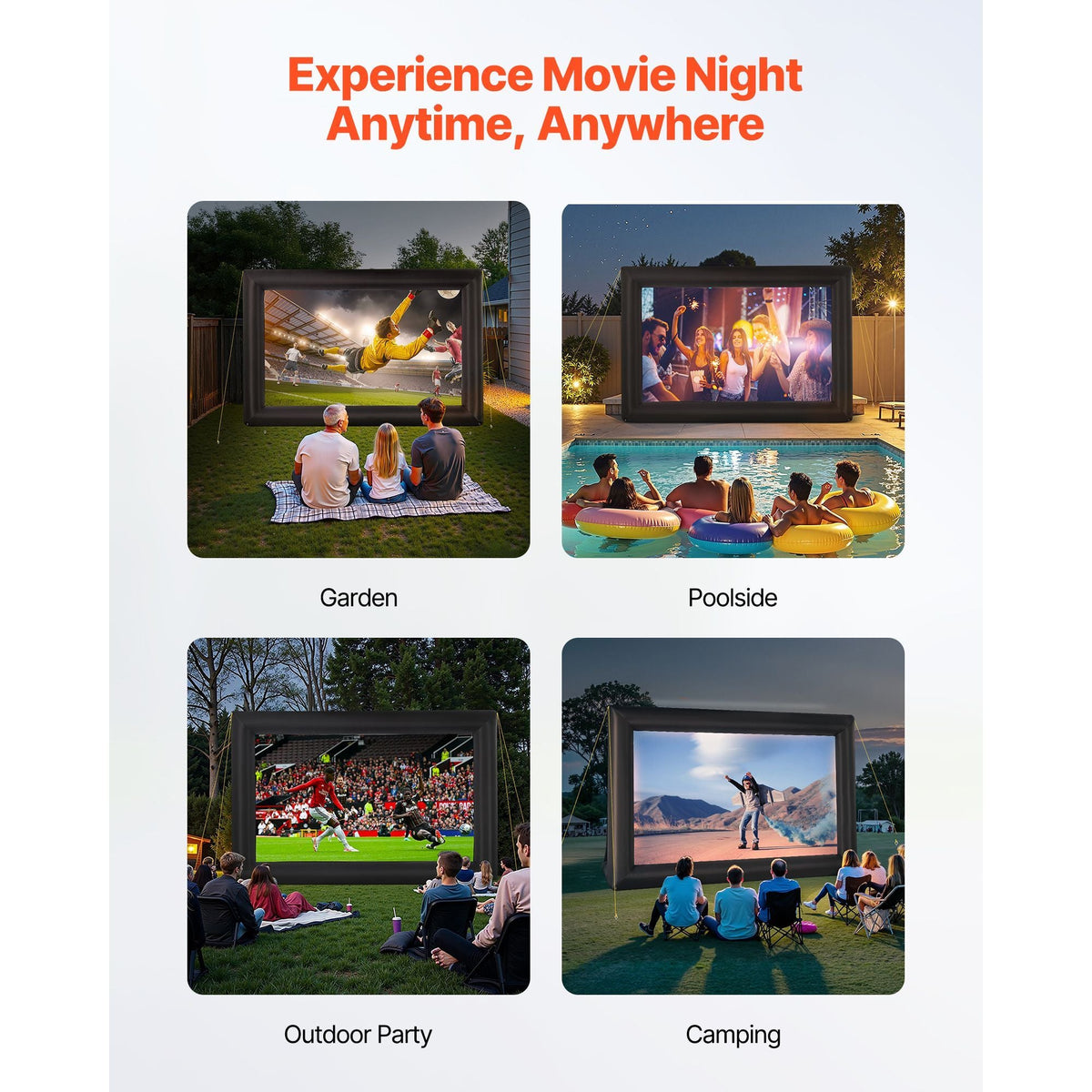 20FT Inflatable Projector Screen, Inflatable Movie Screen Outdoor with 250W Air Blower Projector Screen Oxford Fabric Material Blow Up Screen for Outdoor Backyard, Home Theater, Theme Party