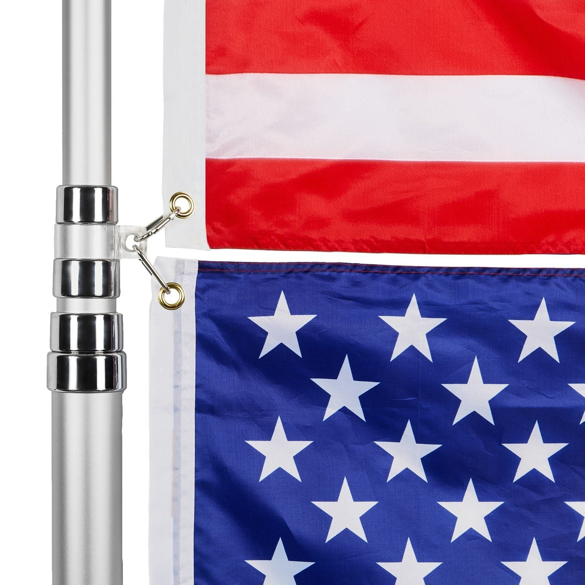 20FT Telescoping Flag pole Kit, Heavy Duty Aluminum Alloy in Ground Flag Poles for Outside, 3 Display Modes Flagpole with 3x5 American Flag, Professional Accessories, Silver