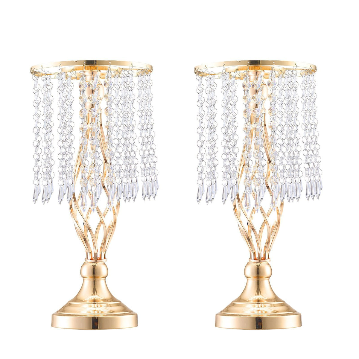 20PCS 43cm/16.9' Tall Crystal Wedding Flower Stand, Metal Wedding Centerpiece Vase, Gold Flower Holders Floral Display Rack for Tables Wedding Dinner Party, Ceremony Birthday Event Decor