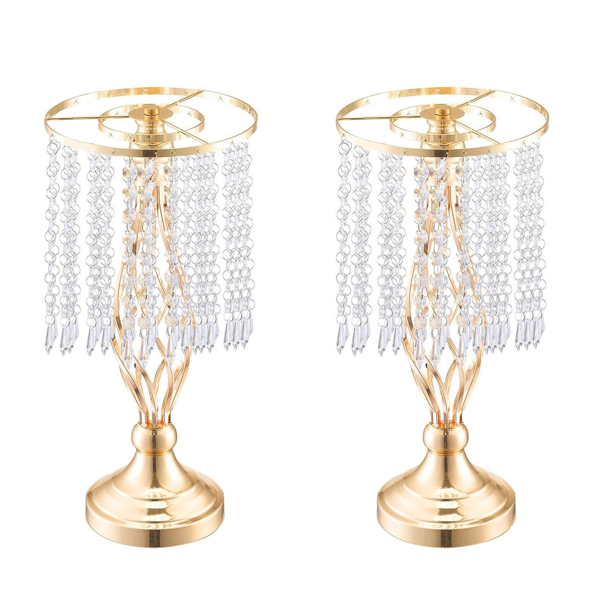20PCS 43cm/16.9' Tall Crystal Wedding Flower Stand, Metal Wedding Centerpiece Vase, Gold Flower Holders Floral Display Rack for Tables Wedding Dinner Party, Ceremony Birthday Event Decor