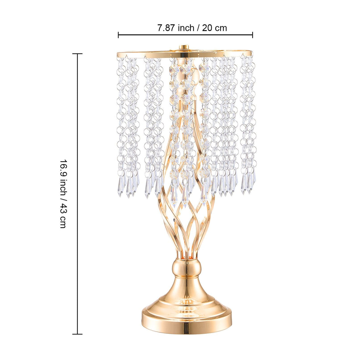 20PCS 43cm/16.9' Tall Crystal Wedding Flower Stand, Metal Wedding Centerpiece Vase, Gold Flower Holders Floral Display Rack for Tables Wedding Dinner Party, Ceremony Birthday Event Decor