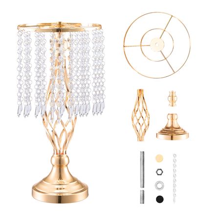 20PCS 43cm/16.9' Tall Crystal Wedding Flower Stand, Metal Wedding Centerpiece Vase, Gold Flower Holders Floral Display Rack for Tables Wedding Dinner Party, Ceremony Birthday Event Decor