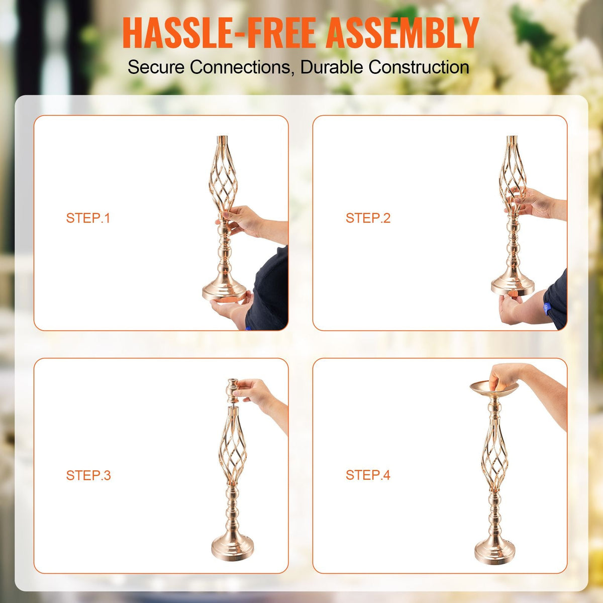 20PCS 58cm/22.83' Tall Wedding Flower Vase, Metal Wedding Centerpiece, Gold Floral Arrangement Stand Display Rack for Tables Wedding Dinner Party, Anniversary Ceremony Birthday Event Decor