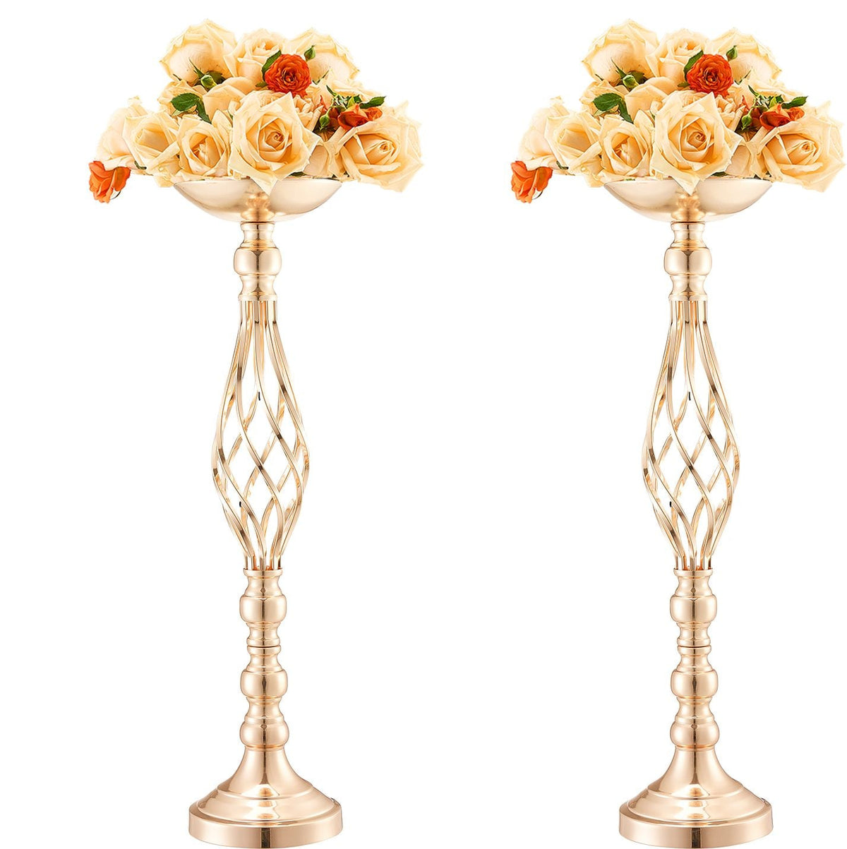 20PCS 58cm/22.83' Tall Wedding Flower Vase, Metal Wedding Centerpiece, Gold Floral Arrangement Stand Display Rack for Tables Wedding Dinner Party, Anniversary Ceremony Birthday Event Decor