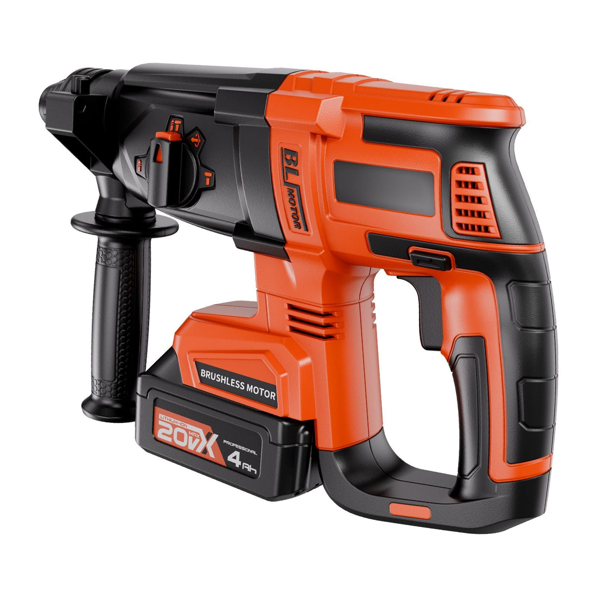 20V Brushless Cordless Hammer Drill, Lithium-Ion 1 Inch Rotary Hammer Driver, SDS-Plus Electric Lightweight Power Tool Kit with Battery and Charger, 4 Functions, 1200 RPM, 5300 BPM