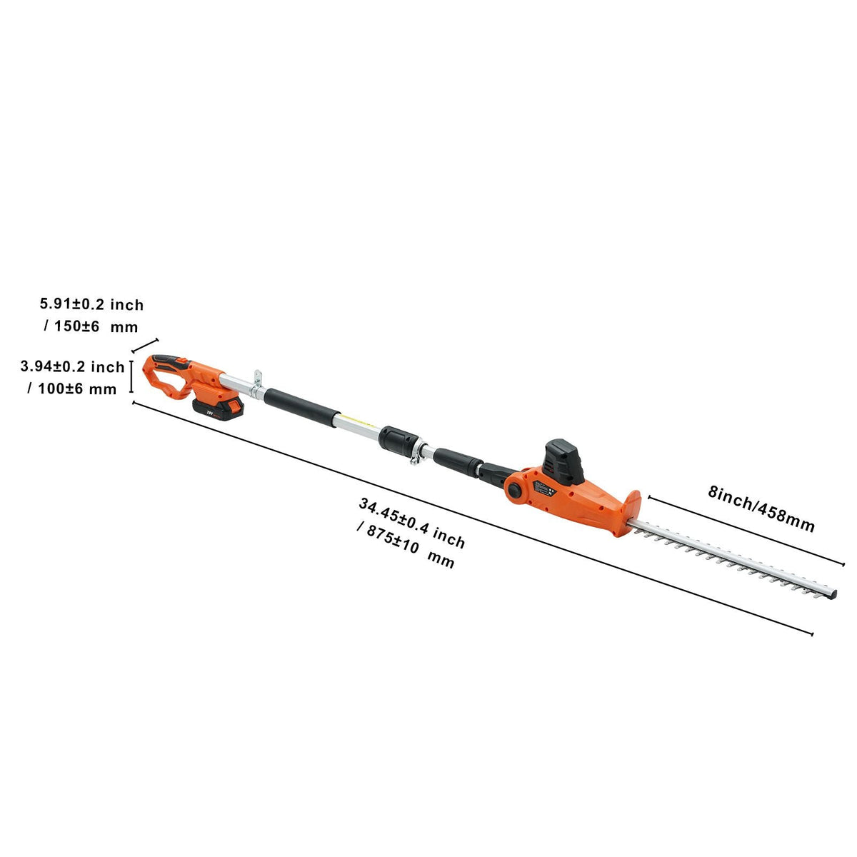 20V Cordless Hedge Trimmer, 18 inch Double-edged Steel Blade, Pole Hedge Trimmer Kit 20V Battery, Fast Charger Included, 74"-94" Telescoping Design for High Branches
