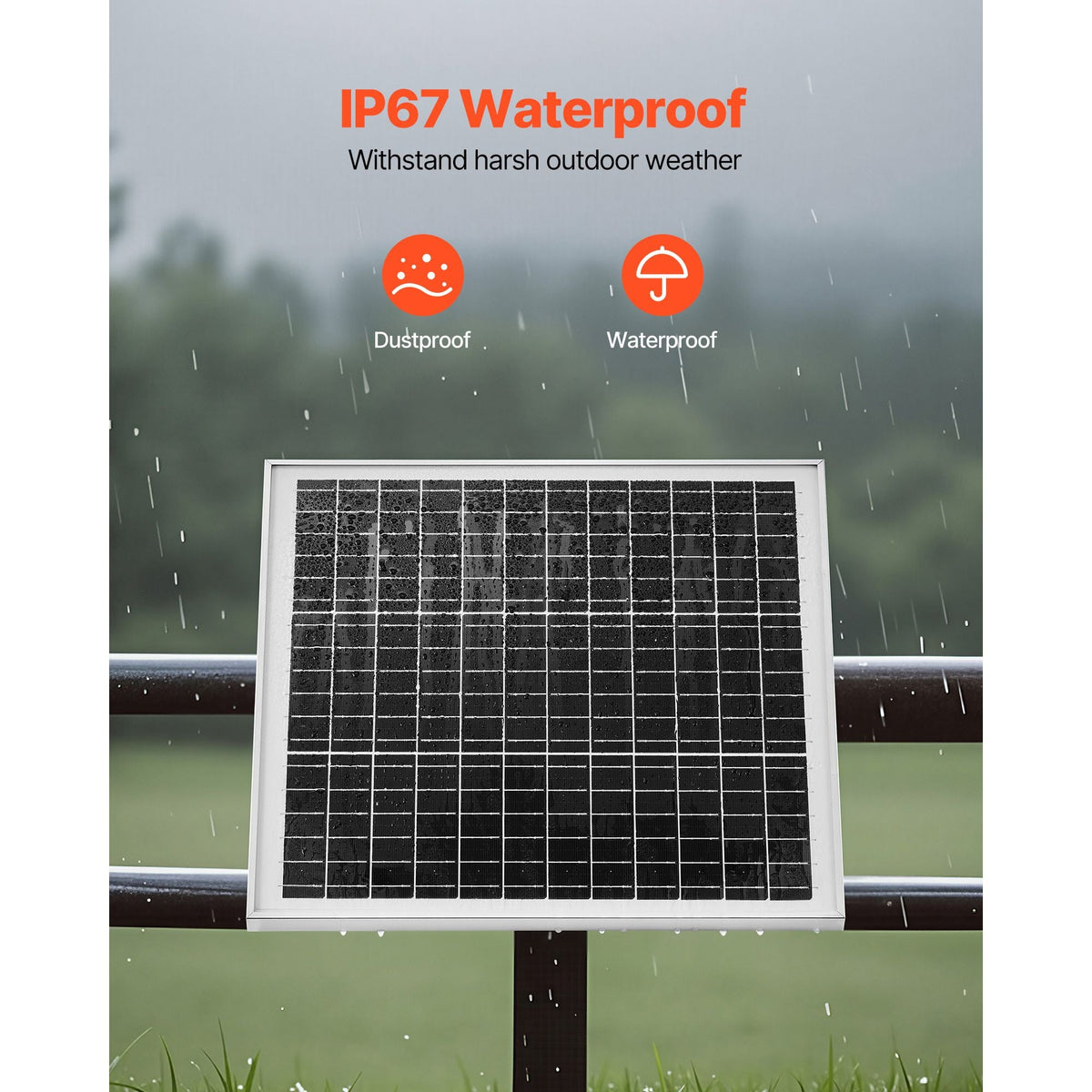 20W 12V Solar Panel Battery Charger, Solar Battery Trickle Charger Maintainer with Built-in Controller & 0-60° Adjustable Pole Mount Bracket, IP67 for Gate Fence Farm Lawn (Fit 1.5" - 3" Poles)