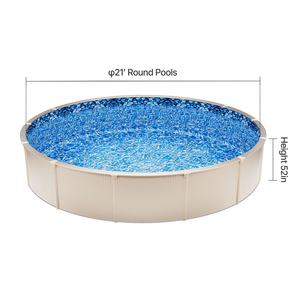 21-ft Round Above Ground Pool Liner, Unibead Pool Liners, Standard Gauge, 52inch Wall Height, Designed for Steel Sided Above-Ground Swimming Pools
