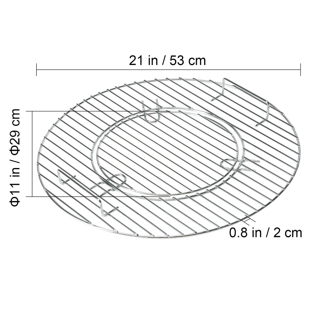 21 Inch Cooking Grate for 21 inch Kettle Grill, Round Replacement Charcoal Grates, Iron Gas Grill Replacement Parts for Outdoor Cooking, Barbecue Camping, Picnic, Patio and Backyard, Silver