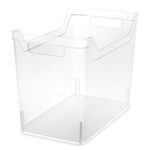 Sterilite Medium Shelf Bin with Handles, Plastic Storage Container for Organizing Shelving, Closet, Pantry, and Countertops, Clear, 6-Pack - size: Medium