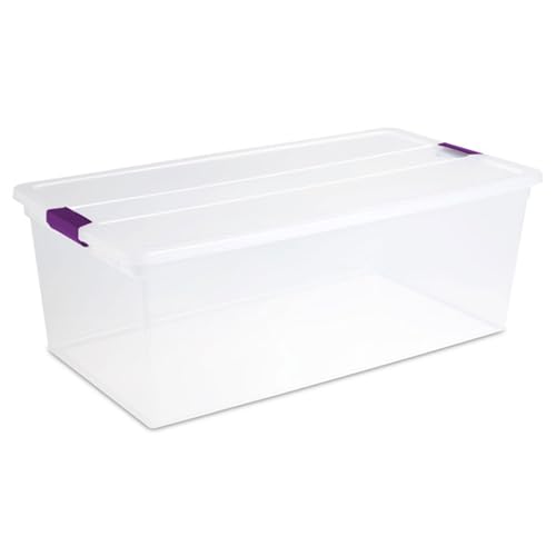 Sterilite 12-Pack 110 Quart ClearView Latch Box, Stackable Organizer Bins with Latching Lids - Clear Plastic Organization Containers for Closet, Bedroom, Shelving Units and Everyday Home Storage - size: 12 Pack, style: 110 Quart