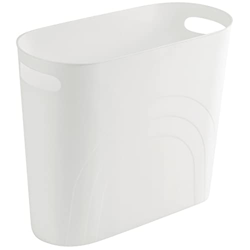 rejomiik Small Trash Can, 3.5 Gallon Slim Garbage Can Plastic Waste Basket with Handles Container Bin for Narrow Spaces Bathroom, Bedroom, Kitchen, Office at Home, White - color: White, size: 1 pack