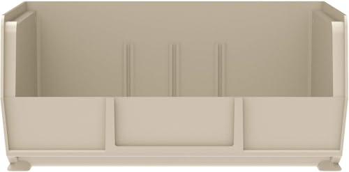 Akro-Mils 30235 AkroBins Plastic Storage Bins, Space-Saving Stackable Bins for Garage, Pantry, Craft Organization, 11" x 11" x 5", Stone, 6-Pack - color: Stone