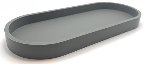 Happitasa Premium 12” x 5” Silicone Vanity Tray | Sink and Surface Organizer with Sturdy Non-Slip Base | Heat Safe, Dishwasher Safe (Grey) - color: Gray