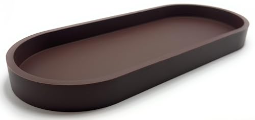 Happitasa Premium 12” x 5” Silicone Vanity Tray | Sink and Surface Organizer with Sturdy Non-Slip Base | Heat Safe, Dishwasher Safe (Dark Chocolate) - color: Dark Chocolate