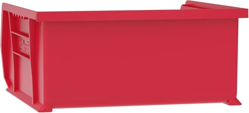 Akro-Mils 30235 AkroBins Plastic Storage Bins, Space-Saving Stackable Bins for Garage, Pantry, Craft Organization, 11" x 11" x 5", Red, 6-Pack - color: Red