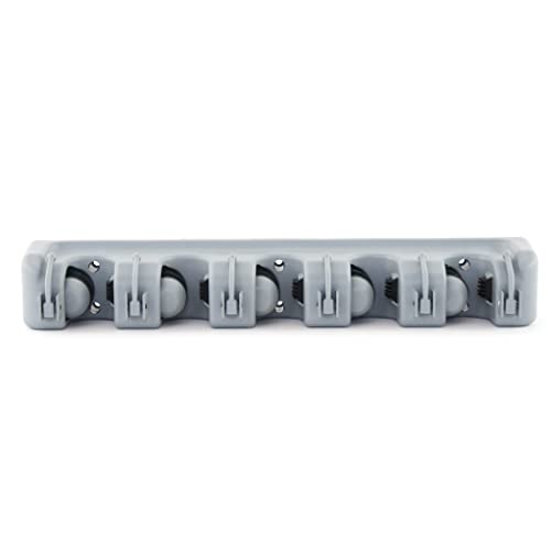 ForHauz Broom Holder with 5 Holding Positions & 6 Hooks, Easy Wall Mount Storage for Organizing Garage or Closet - size: 1 Count (Pack of 1)