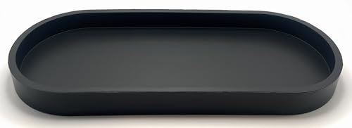 Happitasa Premium 12” x 5” Silicone Vanity Tray | Sink and Surface Organizer with Sturdy Non-Slip Base | Heat Safe, Dishwasher Safe (Black) - color: Black