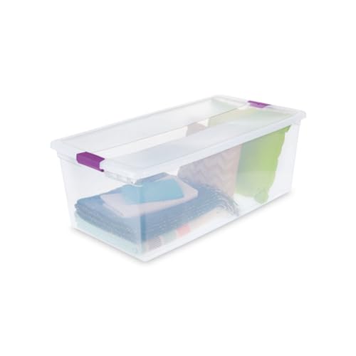 Sterilite 12-Pack 110 Quart ClearView Latch Box, Stackable Organizer Bins with Latching Lids - Clear Plastic Organization Containers for Closet, Bedroom, Shelving Units and Everyday Home Storage - size: 12 Pack, style: 110 Quart