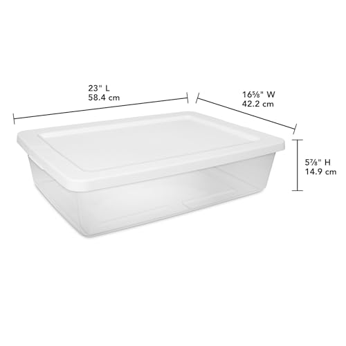 (2 pack) 28 Quart Clear Storage Bin with Lid, Under Bed Storage Container, Low-Profile Stackable Plastic Bin for Clothes, Towels