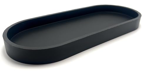 Happitasa Premium 12” x 5” Silicone Vanity Tray | Sink and Surface Organizer with Sturdy Non-Slip Base | Heat Safe, Dishwasher Safe (Black) - color: Black