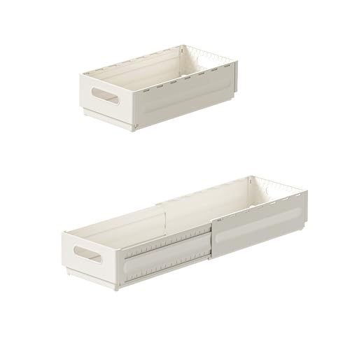 2 Pack Expandable Plastic Storage Boxes, Multi-Purpose Folding Organizer, Drawer Storage Divider For Bedroom, Kitchen And Snack Storage (m) - size: m