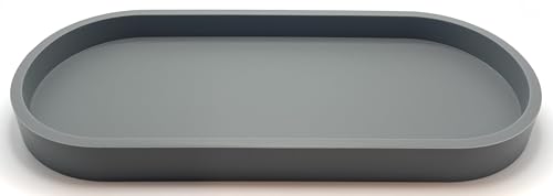 Happitasa Premium 12” x 5” Silicone Vanity Tray | Sink and Surface Organizer with Sturdy Non-Slip Base | Heat Safe, Dishwasher Safe (Grey) - color: Gray