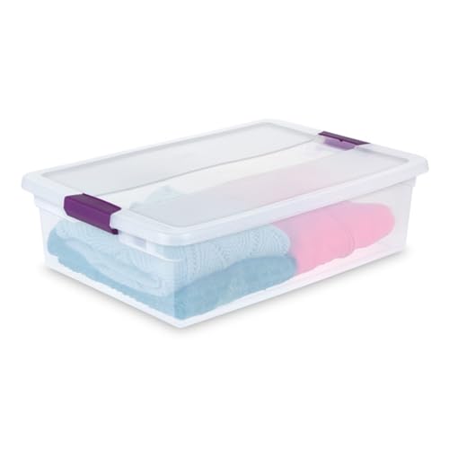Sterilite 12-Pack 32 Quart ClearView Latch Box, Stackable Organizer Bins with Latching Lids - Clear Plastic Organization Containers for Closet, Bedroom, Shelving Units and Everyday Home Storage - size: 12 Pack, style: 32 Quart