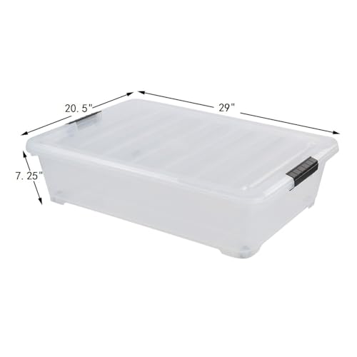 3 Packs 50 QT Plastic Under Bed Storage Bins with LatchLids, Underbed Storage Containers with Wheels for Closet Organizers - size: 50 Quart