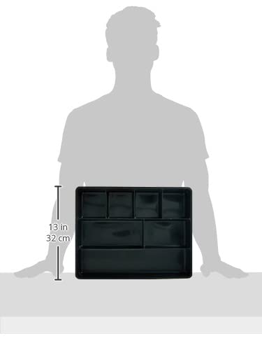 Rubbermaid Extra Deep Desk Drawer Director Tray, Plastic, 11.875 x 15 x 2.5 Inches, Black (Pack of 2) - size: 7 Section (Pack of 2)