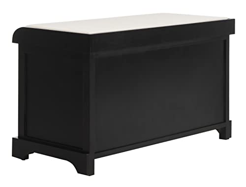SAFAVIEH Home Collection – Freddy Black Storage Bench with Wicker Baskets & Cushion, Entryway Seating Bench, Fully Assembled (AMH5736B) - color: Black