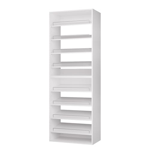 ROOMTEC Modular Closet System, 19.5" Shoe Shelf Closet Tower Wall-Mounted Closet Organizer, Wooden Tower for Walk-In Closets, Wardrobe Storage Kit, White - size: 19.5" Wide, style: Model 9