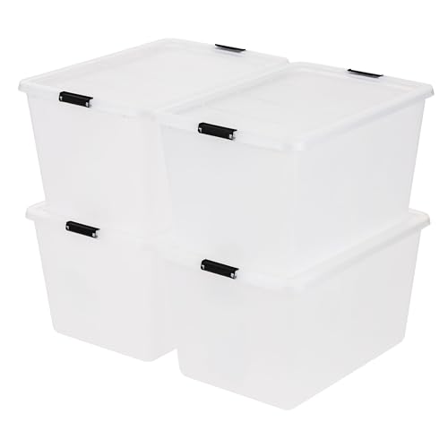 IRIS USA 4-Pack High-Capacity Clip Box with Latching Lids, 55 Quart Storage Bins, Supply Containers for Home, Office & Classroom Organization - size: 55 Qt, style: 4 Pack