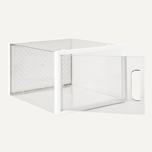 Amazon Basics Stackable and Foldable Clear Shoe Storage Organizer Box, Large, 12-Pack - size: Large