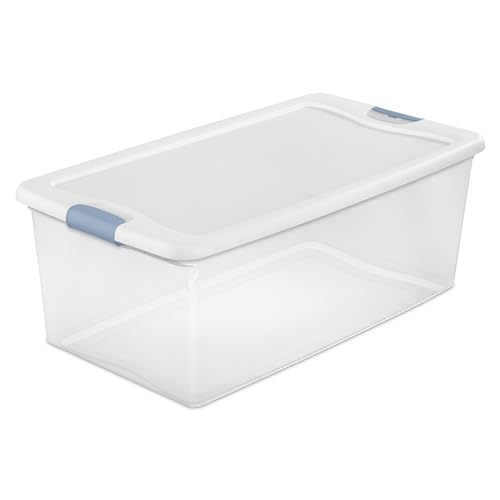 Sterilite 4-Pack Latching Box, Under Bed Storage Bins with Lids, Clear Plastic, 106 Quart - Heavy-Duty Organizing Containers for Closet, Bathroom, and Office - size: 106 Quart, style: 4 Pack