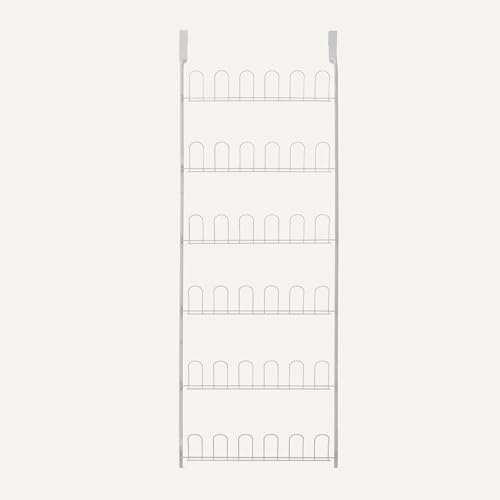 Amazon Basics Over the Door Metal Shoe Rack, 18 Pair Capacity, Space Efficient, Powder-Coated for Rust Resistance, White