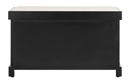 SAFAVIEH Home Collection – Freddy Black Storage Bench with Wicker Baskets & Cushion, Entryway Seating Bench, Fully Assembled (AMH5736B) - color: Black