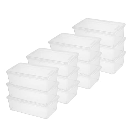 novelinks 6 Qt Storage Box Clear Plastic Stackable Bin with Lids Storage Latch Box Organizing Container,12 Pack Transparent