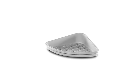 madesmart Bathtub Corner Shelf, Storage for Soaps, Shampoo Bottles & Bath Accessories, Strong Suction Cup, Drainage Holes, Grey