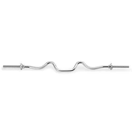 Marcy 1 inch Standard Curl Bar with Spin-Lock Collars Weightlifting Strength Training Home Gym Accessory for Triceps and Biceps