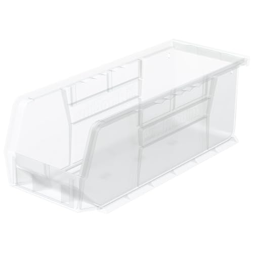 Akro-Mils 30224 AkroBins Plastic Storage Bins, Space-Saving Stackable Bins for Garage, Pantry, Craft Organization, 11" L x 4" W x 4" H, Clear, 12-Pack - color: Clear