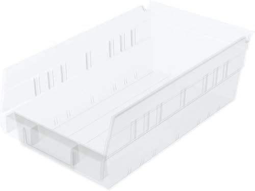 Akro-Mils 30130 Plastic Shelf Bins, Heavy Duty Storage Bins for Garage, Closet, and Drawer Organization, 12" x 6-1/2" x 4", Clear, 12-Pack - color: Clear