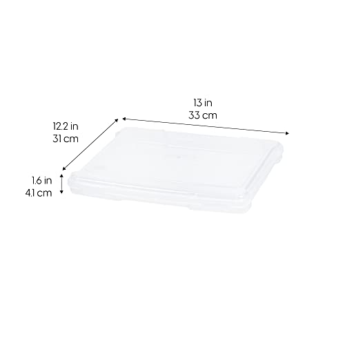 IRIS USA Board Game Storage Craft Organizer Box with Snap-Tight Latch Lid, 4-Pack Portable Plastic Case Bin for Puzzles, Magazines, Hobbies, Art Supplies, Fits 8.5" x 11" & A4 Papers, Slim, Clear - size: 4 Pack