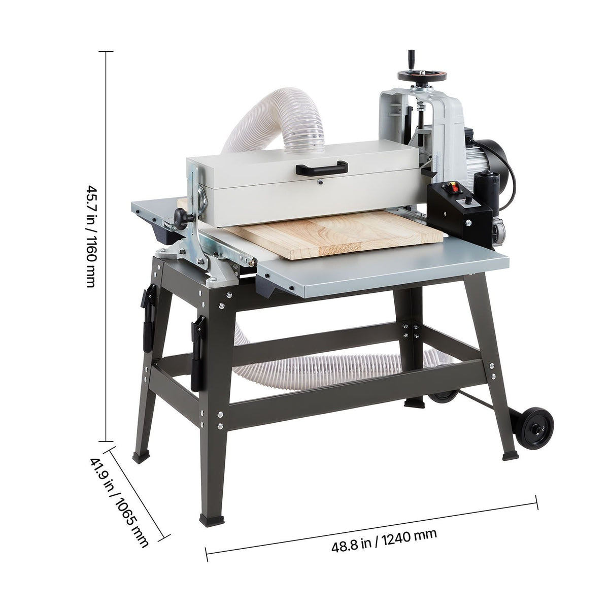 22" Drum Sander with Stand & Extension Tables, 1.75HP 1440RPM Dual Motor Drum Sander for Woodworking - Variable Speed Conveyor Belt, 4" Dust Collection Port for Cabinet & Furniture Finishing