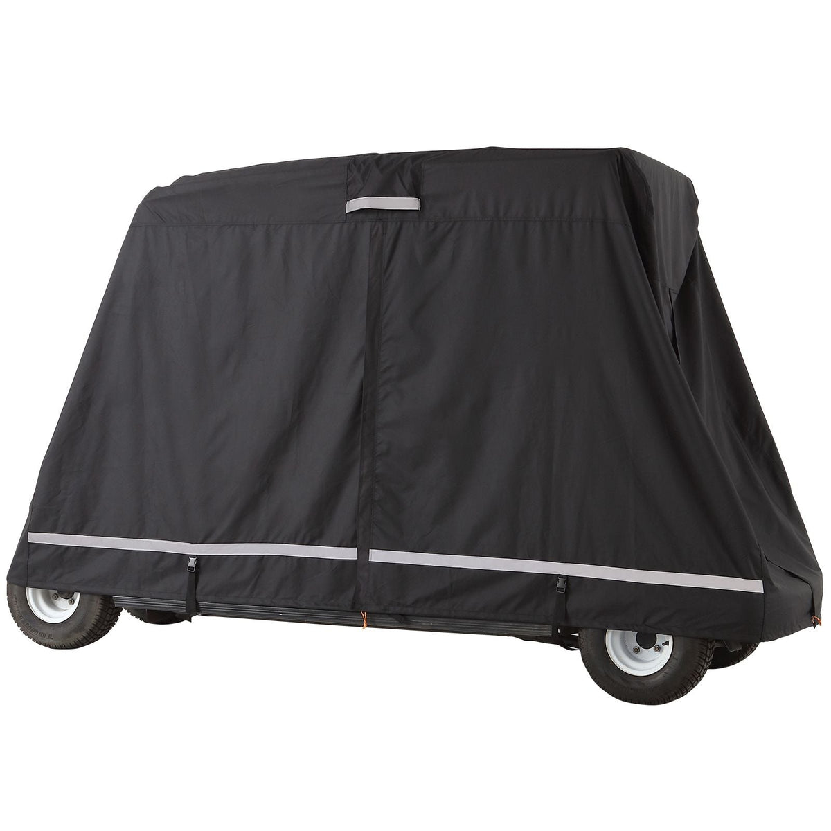 2+2 Passenger Golf Cart Cover, 600D Polyester Full Cover, Suitable for 2+2 Golf Carts, Waterproof, Sunproof, and Dustproof Outdoor Golf Cart Cover with Three Zipper Doors, Black