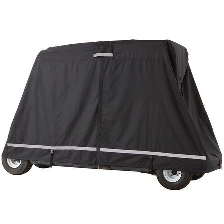 2+2 Passenger Golf Cart Cover, 600D Polyester Full Cover, Suitable for 2+2 Seats Golf Carts, Waterproof, Sunproof, and Dustproof Outdoor Golf Cart Cover with Three Zipper Doors, Black