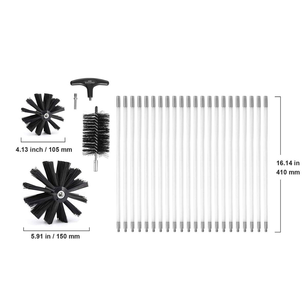 22 Pieces 30 FEET Dryer Vent Cleaner Kit, Include 3 Different Sizes Flexible Lint Trap Brush, Reinforced Nylon Duct Cleaning Dryer Vent Brush, Dryer Cleaning Kit with Clamp Connectors