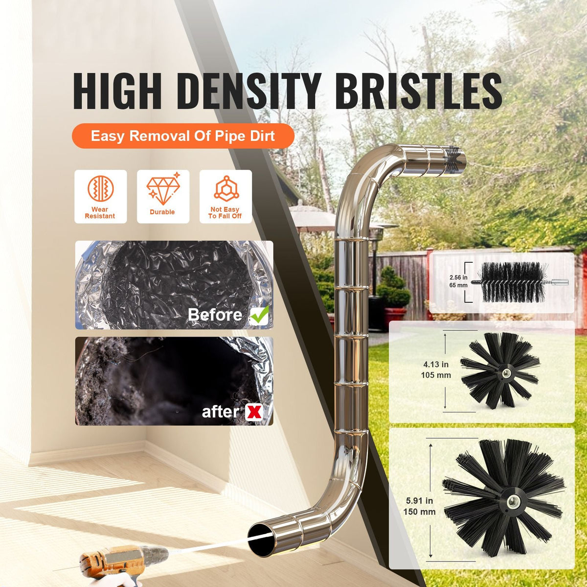 22 Pieces 30 FEET Dryer Vent Cleaner Kit, Include 3 Different Sizes Flexible Lint Trap Brush, Reinforced Nylon Duct Cleaning Dryer Vent Brush, Dryer Cleaning Kit with Clamp Connectors